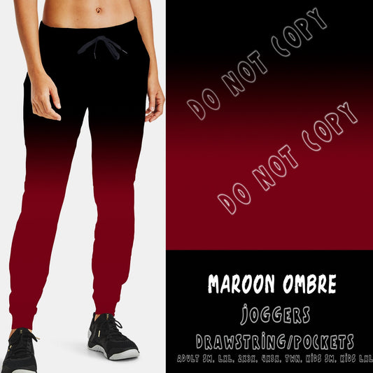 Maroon Ombre Drawstring Joggers w/ Pockets