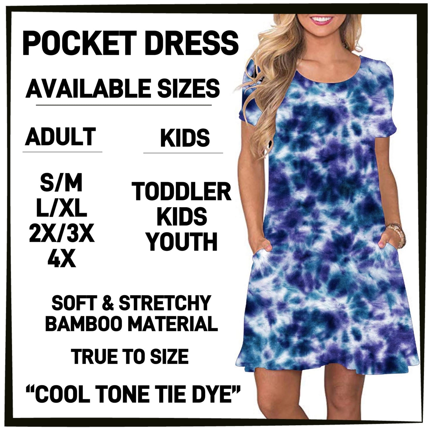 Cool Tone Tie-Dye Pocket Dress