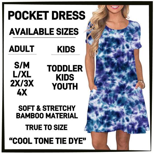 Cool Tone Tie-Dye Pocket Dress