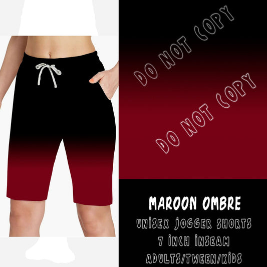 Maroon Ombre Jogger Shorts