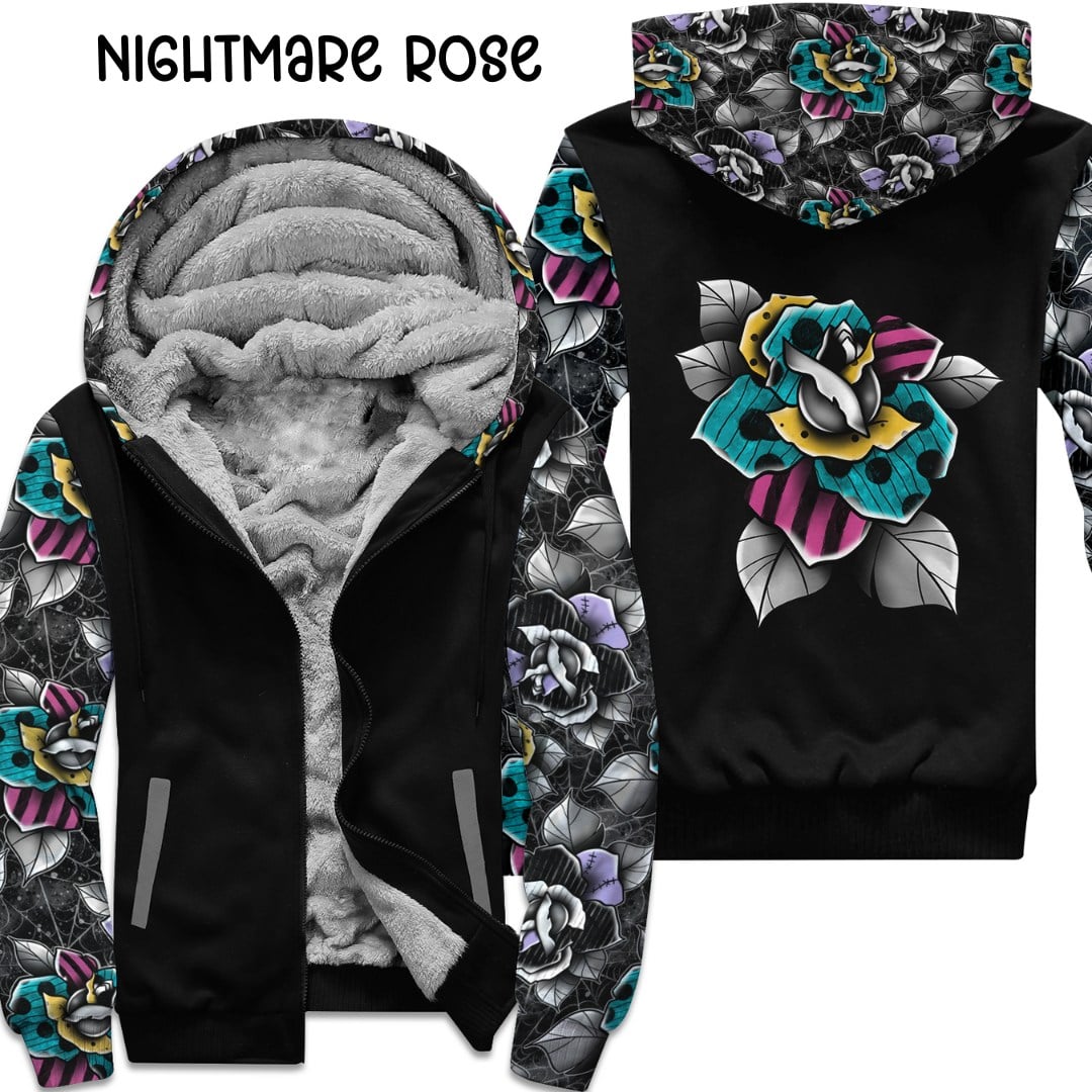 Nightmare Rose Grey Fleece Lined Jacket