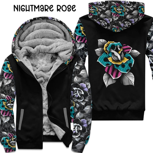 Nightmare Rose Grey Fleece Lined Jacket