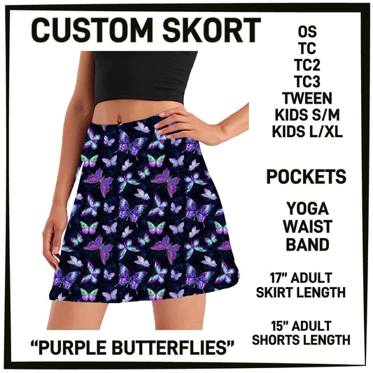 Purple Butterflies Custom Skort