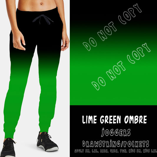 Lime Green Ombre Drawstring Joggers w/ Pockets