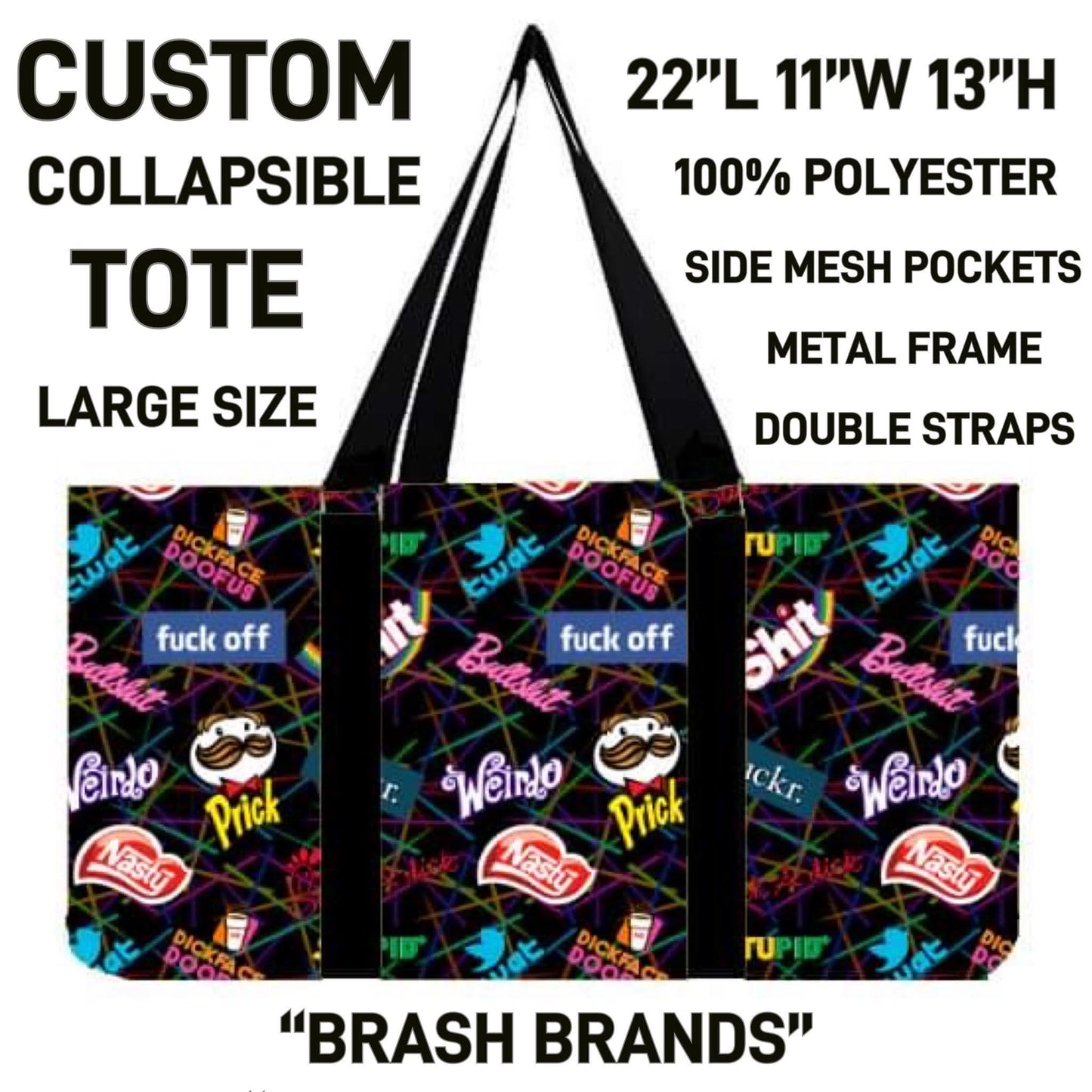 Custom Collapsible Tote Bag 22"L 11"W 13"H