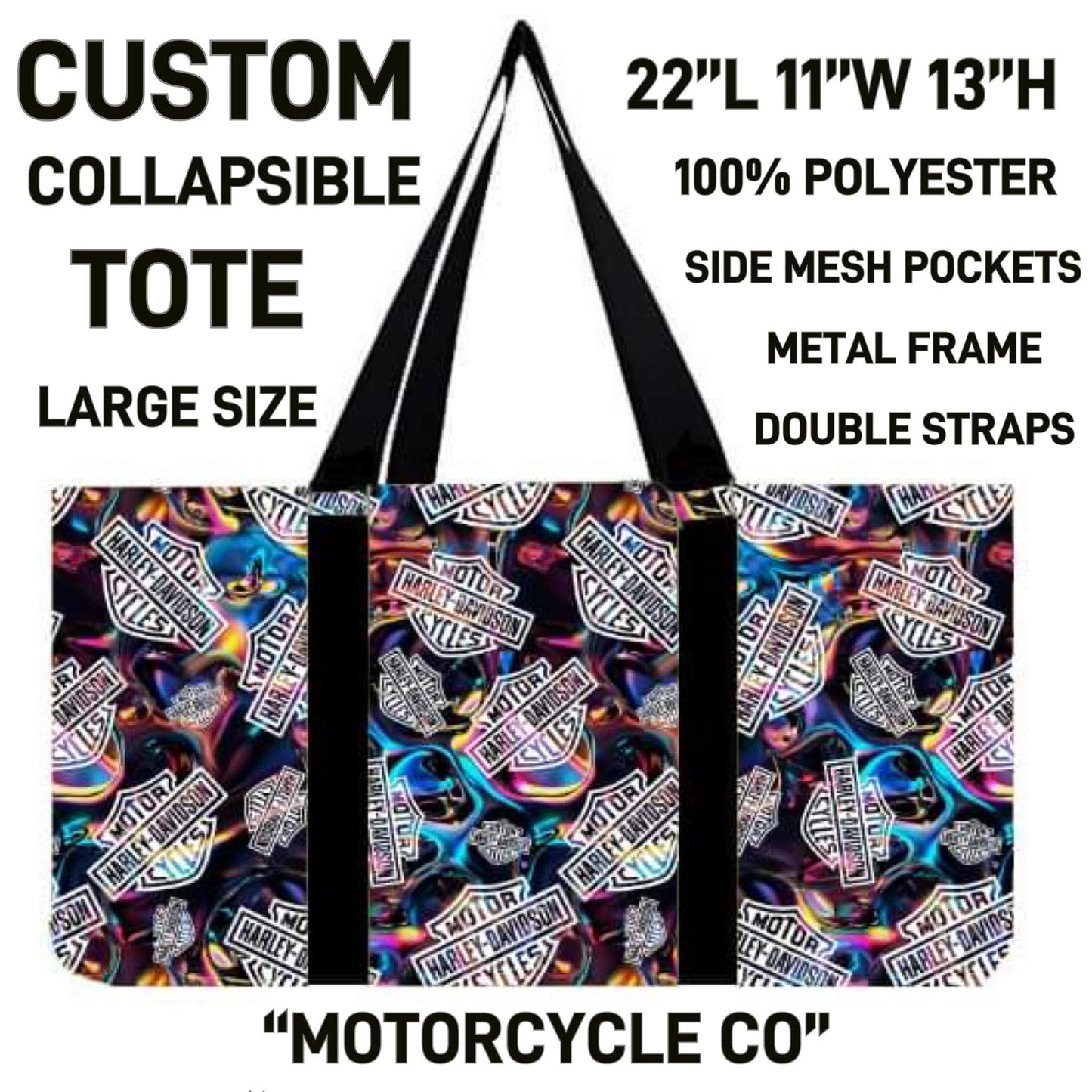 Custom Collapsible Tote Bag 22"L 11"W 13"H