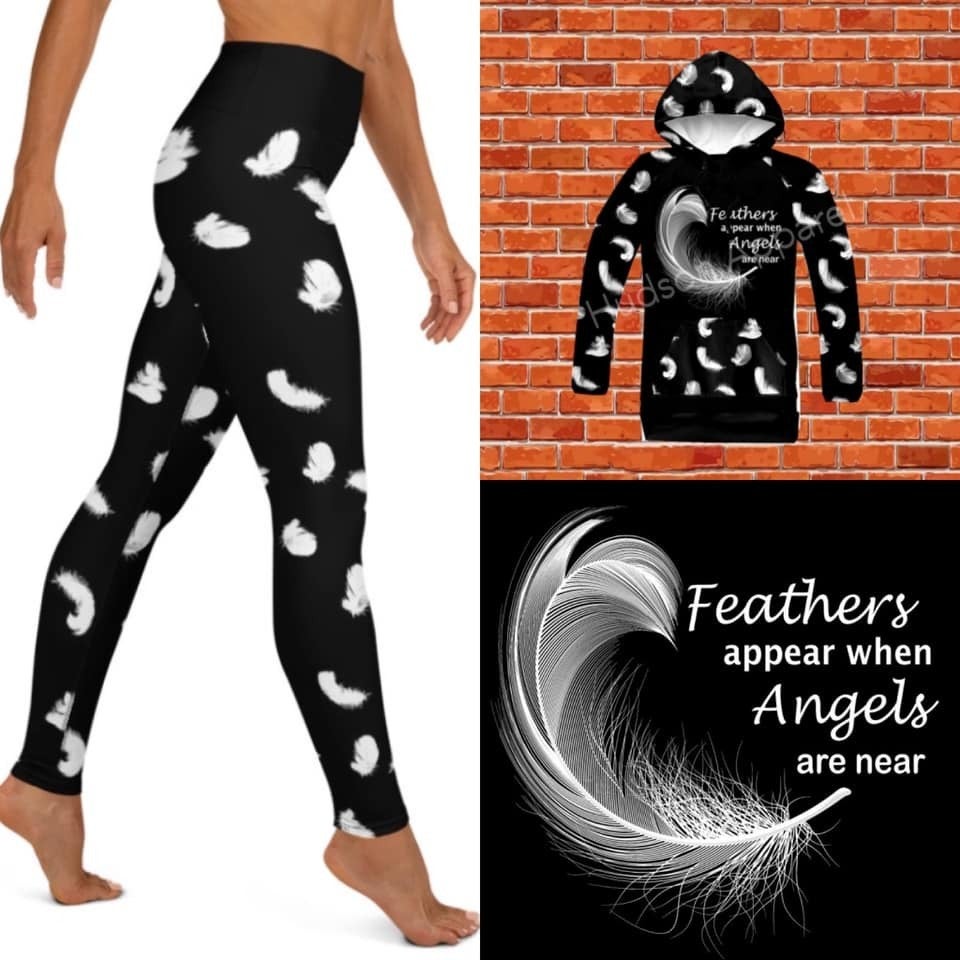 Feather in the Wind Awareness Leggings. Hyper Stretch and softness! Yoga Band.