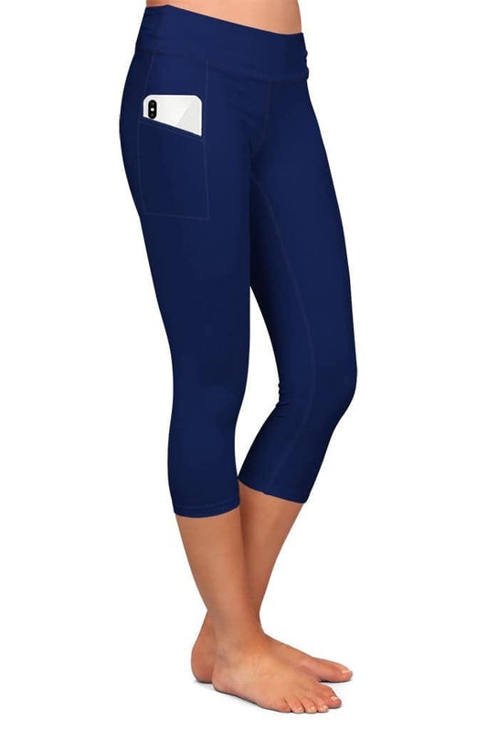 6 Color Choices Solid Colors Yoga Band Soft CAPRI OR LEGGINGS with Pockets