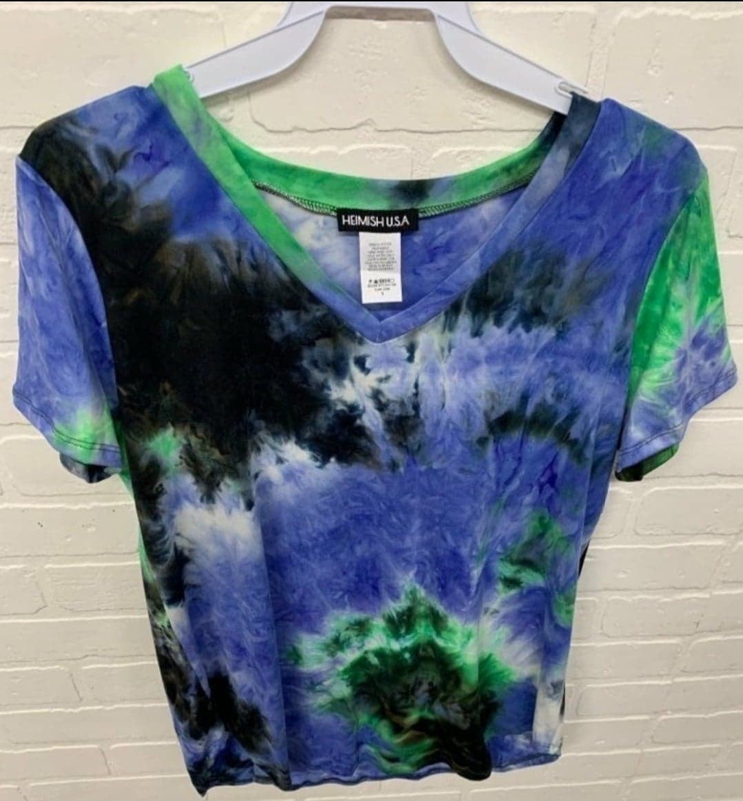 PLUS ONLY Tie Dye V-Neck Stretchy Super Soft Tee Shirt
