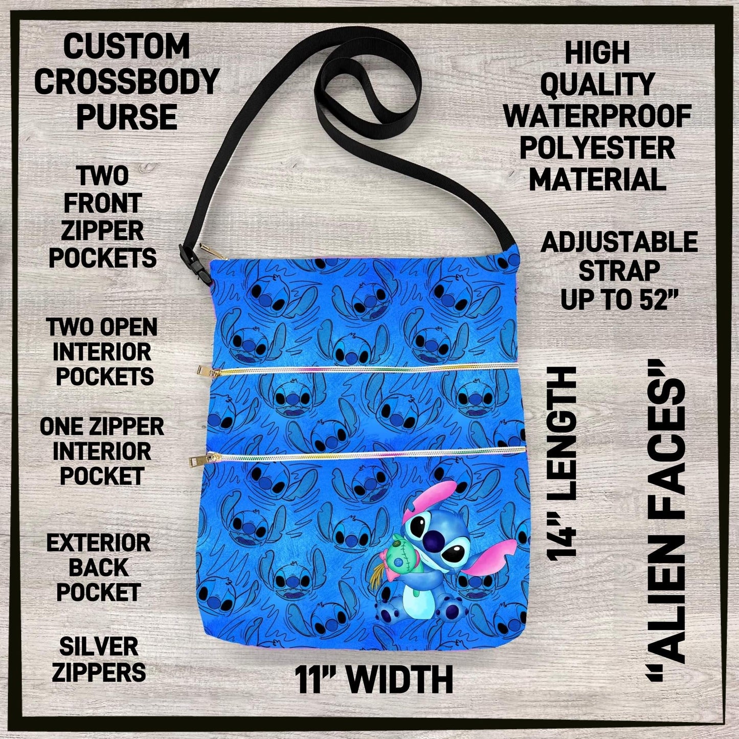 Custom Crossbody Bag, Lots of Pockets and adjustable Strap