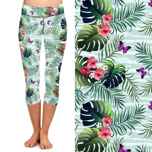 Butterfky Fern Garden, Yoga Band Designer Capri