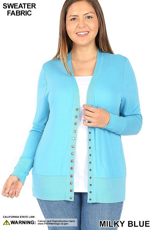LAST 1X Long Sleeve, Snap Closure, Thin Sweater  Soft and Stretchy Cardigan