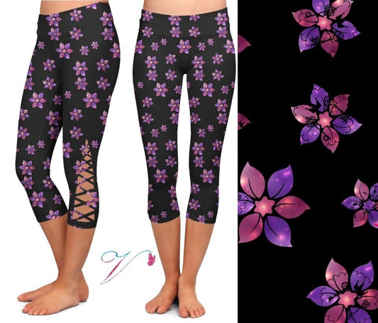 Beautiful, Hyper Stretch, Yoga Band Floral Criss Cross CAPRI