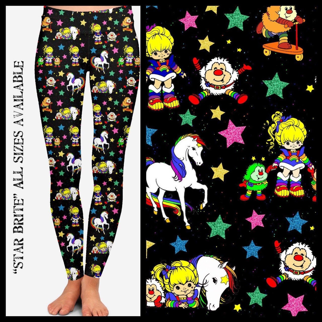 Rainbow Brite Leggings. Yoga Band. Extra Soft and stretchy!