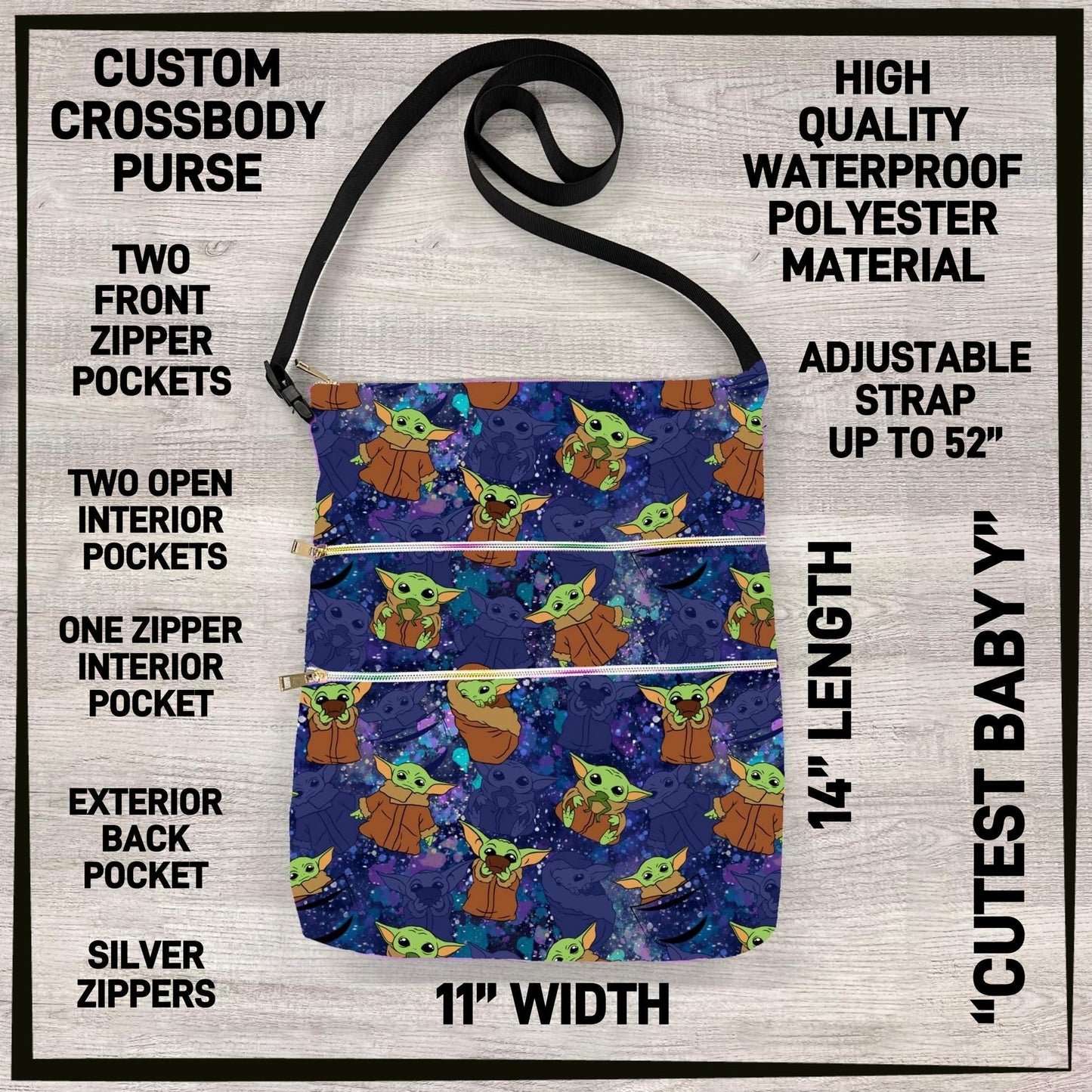 Custom Crossbody Bag, Lots of Pockets and adjustable Strap
