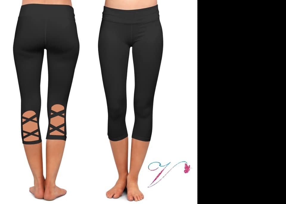 Black Criss Cross bottom CAPRI. High Waist, Super Soft and Stretchy!