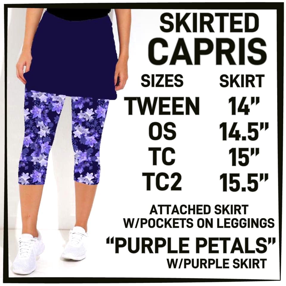 Dark Purple Floral Skirted Capri, Yoga Band, Hyper Stretch, Very Soft