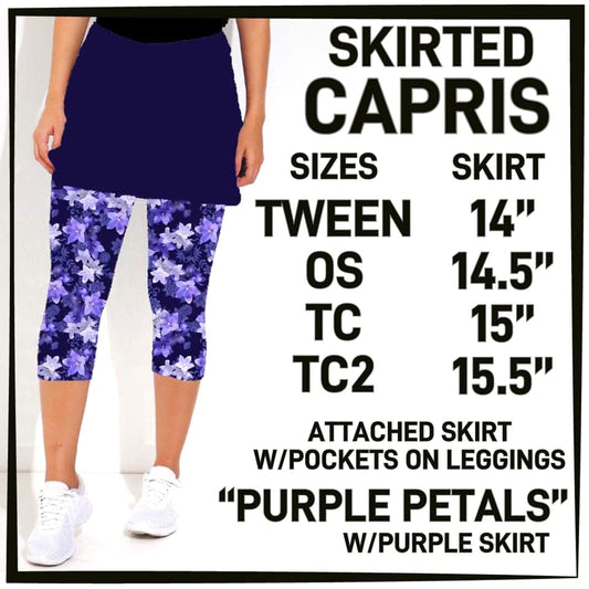 Dark Purple Floral Skirted Capri, Yoga Band, Hyper Stretch, Very Soft