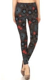 Midnight Blossom Leggings, Elastic Band, Soft and Comfy