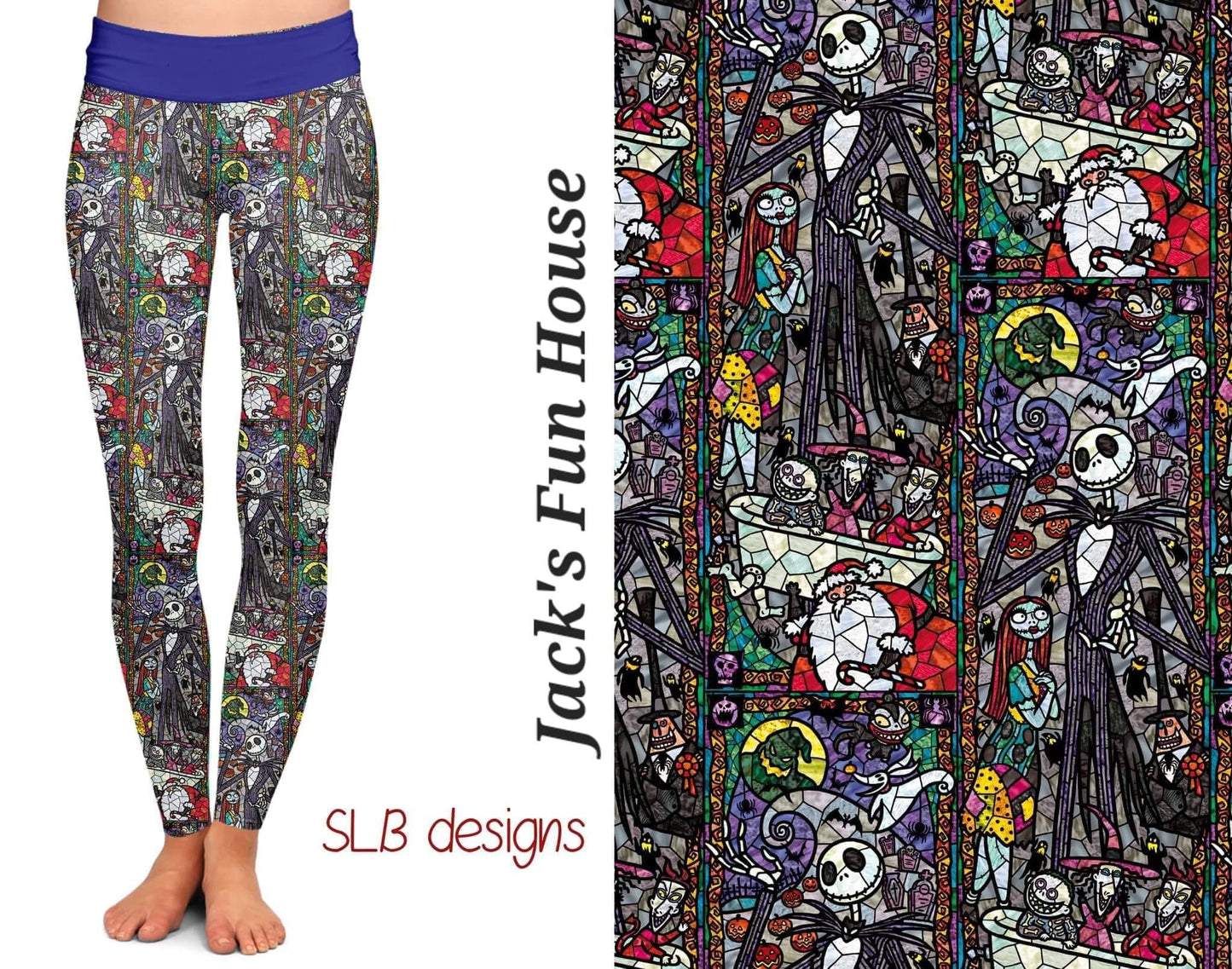 Nightmare Before Christmas Stained Glass Leggings, Yoga Band, Hyoer Stretch