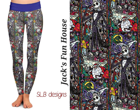 Nightmare Before Christmas Stained Glass Leggings, Yoga Band, Hyoer Stretch