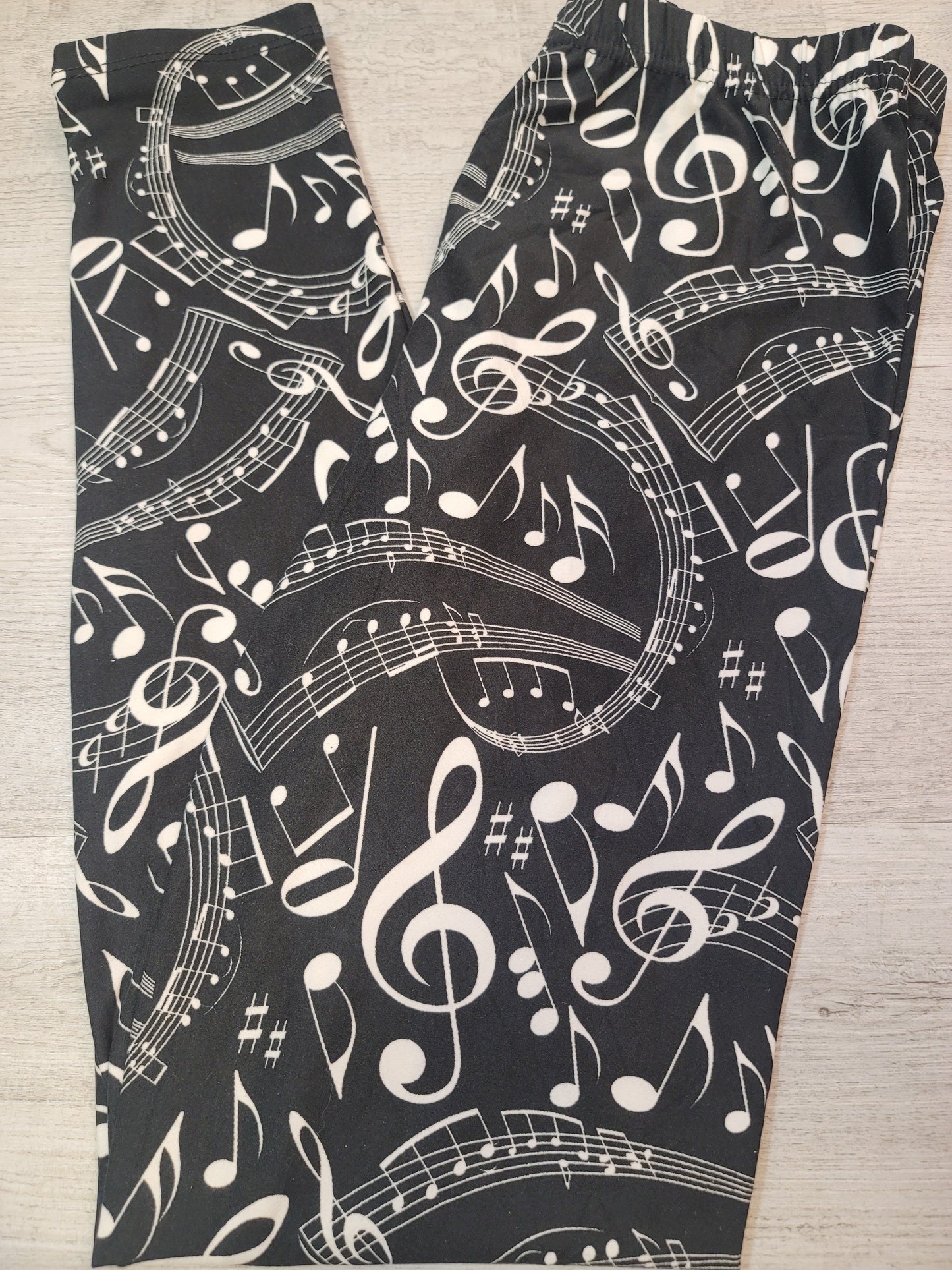 Music Notes Leggings, Elastic Band, Soft and Stretchy!