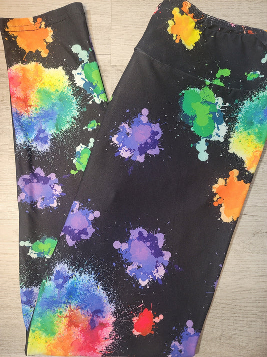 Paint Splatter Designer Leggings, Yoga Band