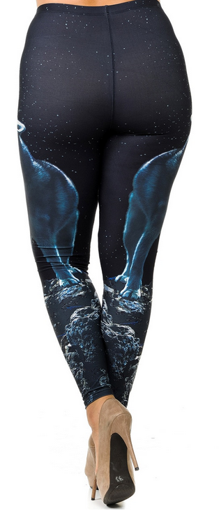 Howling Wolves Comfy Legging. Elastic Band