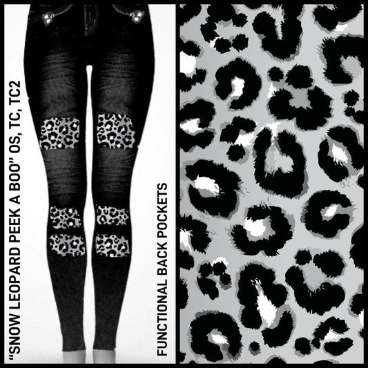 Leopard peek a Boo Black Jeggings (Denim Print, Super Comfy!)