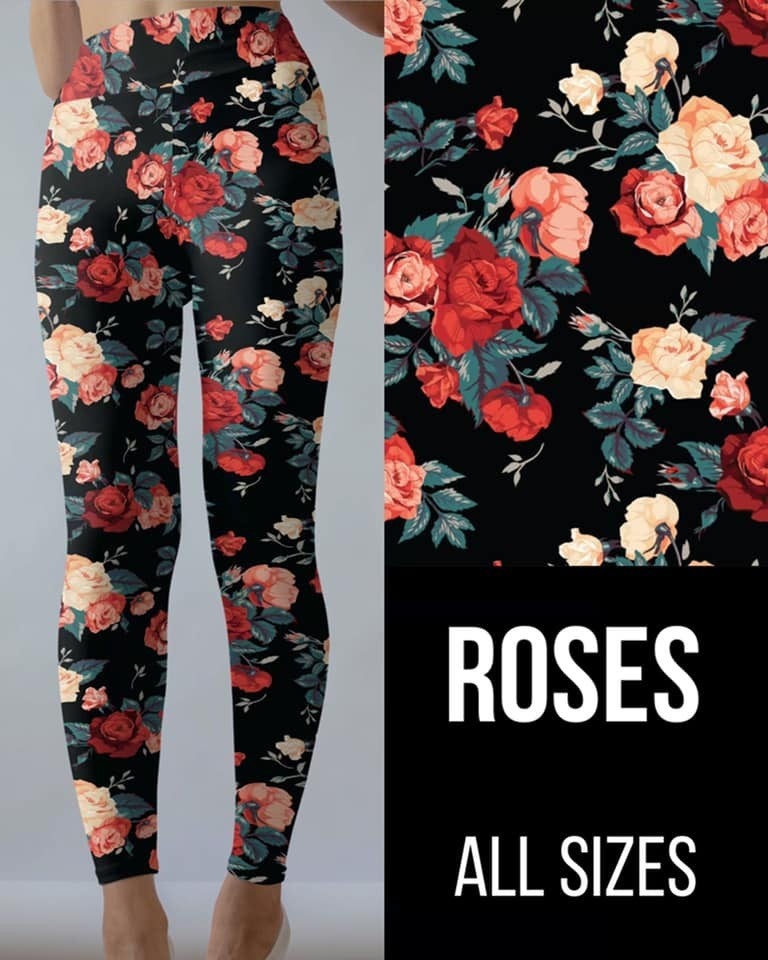Rose Garden Designer Leggings, Yoga Band
