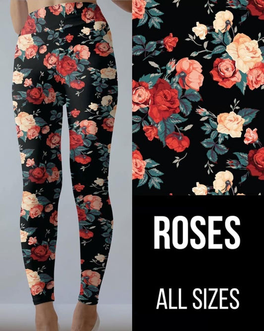 Rose Garden Designer Leggings, Yoga Band