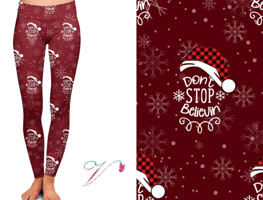 "Don't Stop Believin'" Designer Leggings. Hyper Stretch and softness! Yoga Band.
