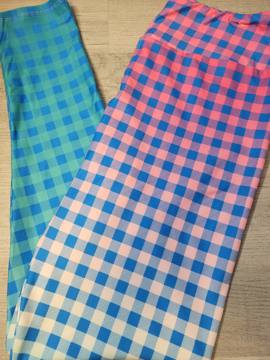 Ombre Pastel  Gingham Checker Leggings