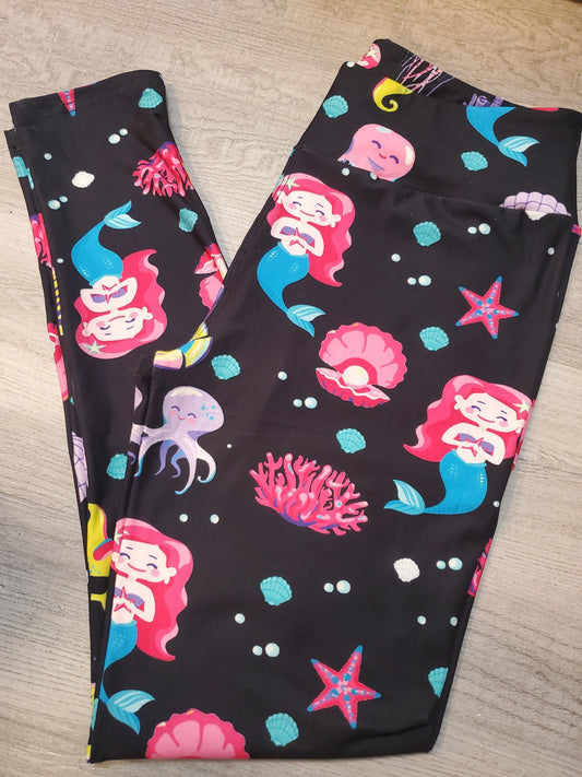Cartoon Mermaid Leggings. Yoga Band. Extra Soft and stretchy!