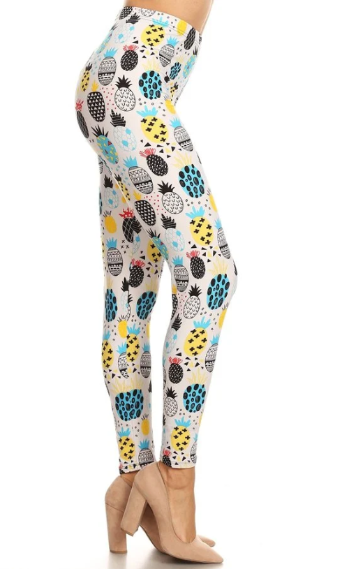 Pineapple Fun Select Standard Leggings, Elastic Band