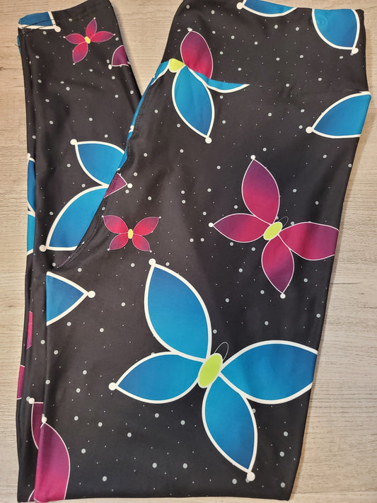 Space Butterfly Yoga Band Leggings