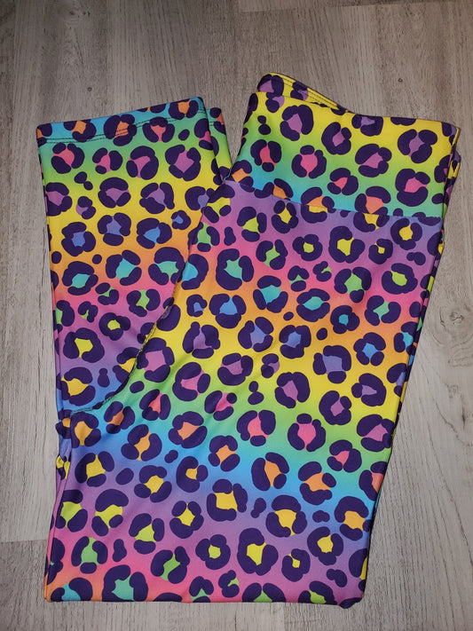Rainbow Leopard CAPRI.  Yoga Band, Very Soft and Stretchy!