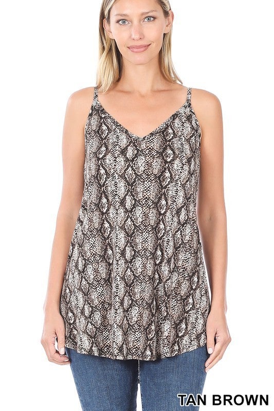 Snake Reversible Tank Top: V Neck & Round neck