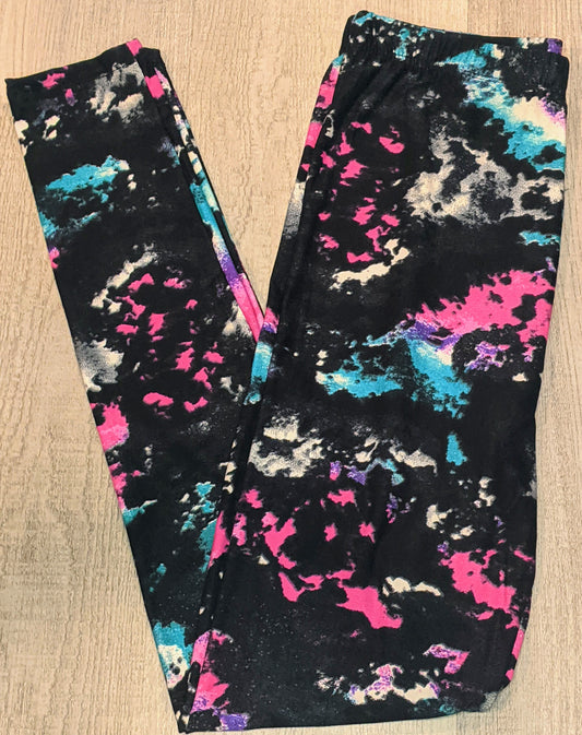 Neon Paint Splatter Black Background, Extremely Soft, Hyper Stretch, Elastic Band