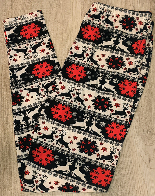 Red Black & White Christmas Ugly Sweater Pattern, Extremely Soft, Hyper Stretch, Elastic Band