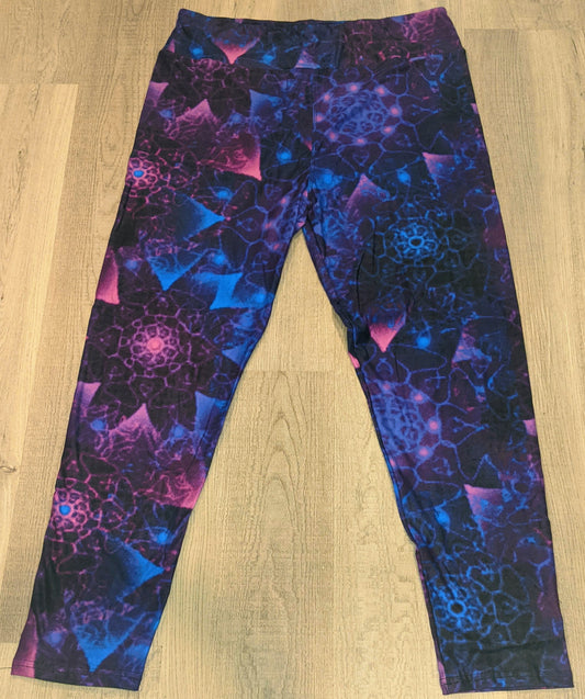Purple & Blue Mandala Leggings, Extra Soft, Yoga Band