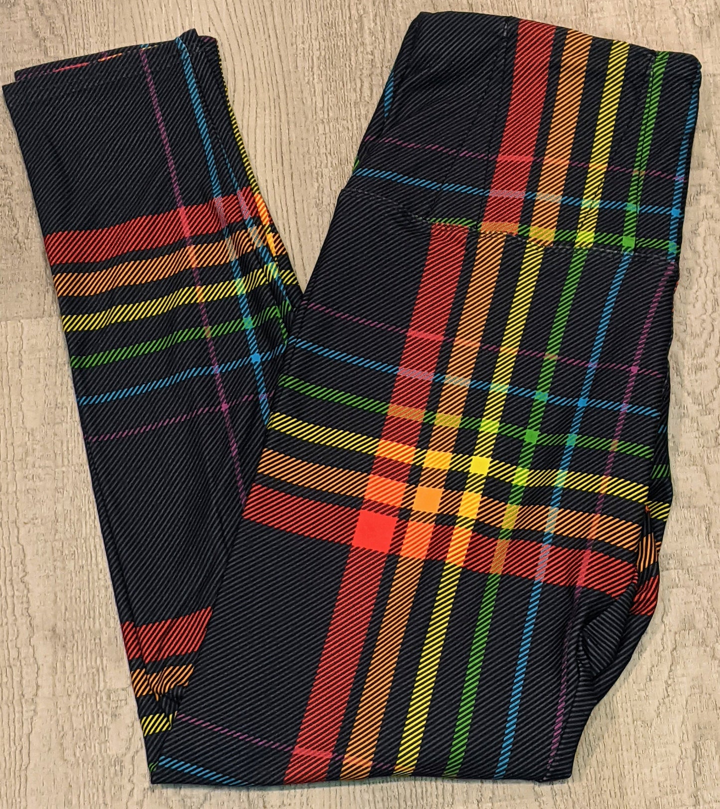 Rainbow Plaid Conceal Carry Leggings, Extra Soft, Yoga Band