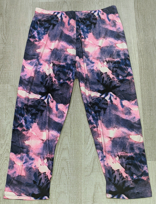 Pink & Purple Tie-Dye Capri, Extremely Soft, Elastic Band