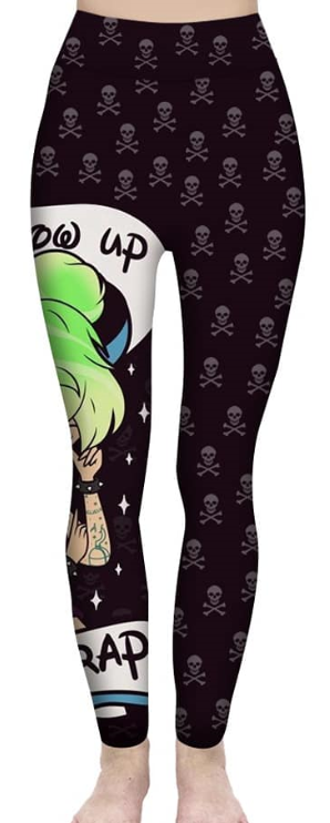 LAST OS (fits 4-14) Goth Tinkerbell "Don't Grow Up - It's a Trap" Skull Legging