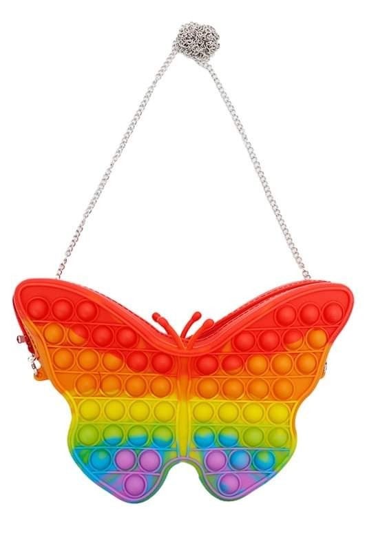 Beautiful Rainbow Butterfly Fidget Popper Purse