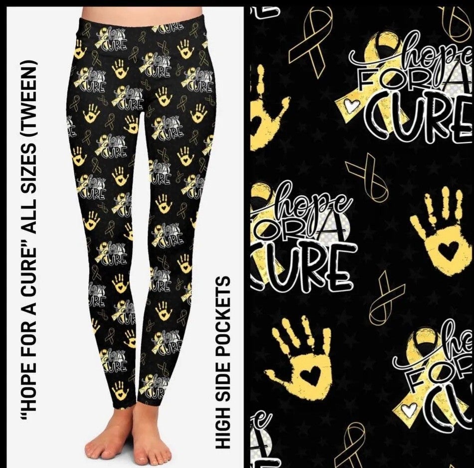 Hope for a Cure for Cancer, Ribbon Leggings with Pockets, Yoga Band