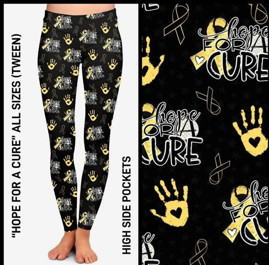 Hope for a Cure for Cancer, Ribbon Leggings with Pockets, Yoga Band