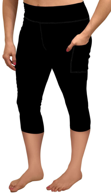6 Color Choices Solid Colors Yoga Band Soft CAPRI OR LEGGINGS with Pockets