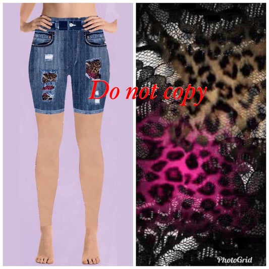 Jegging Shorts, Leopard and Lace Peek A Boo, Soft and Very  Comfy!