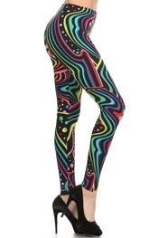 Fun Water Colors Leggings, Elastic Band